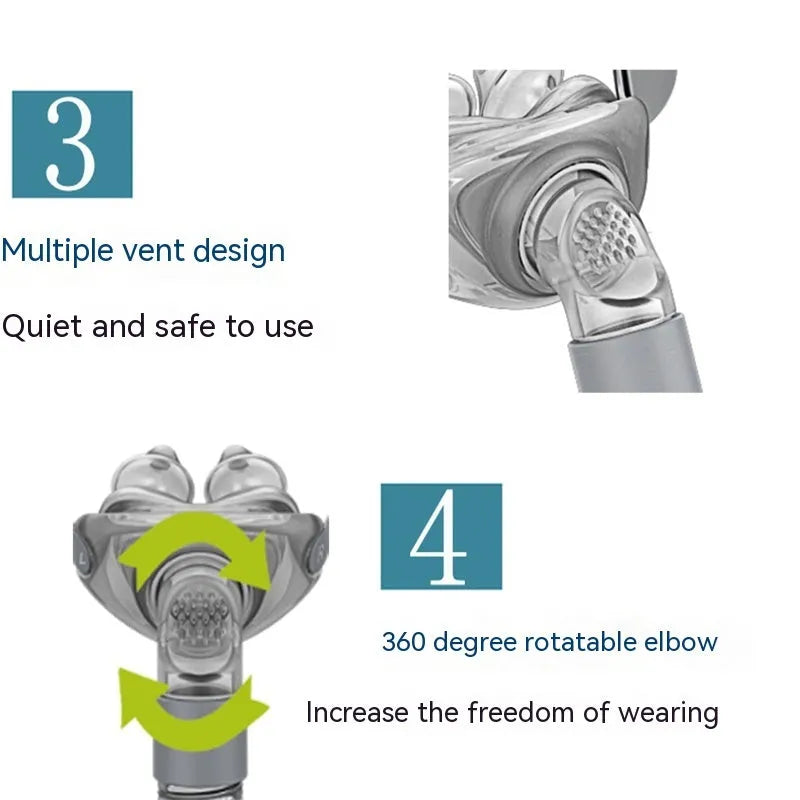 Ventilator nasal pillow mask kit with plastic frame, silicone nose cushion, and adjustable headband.