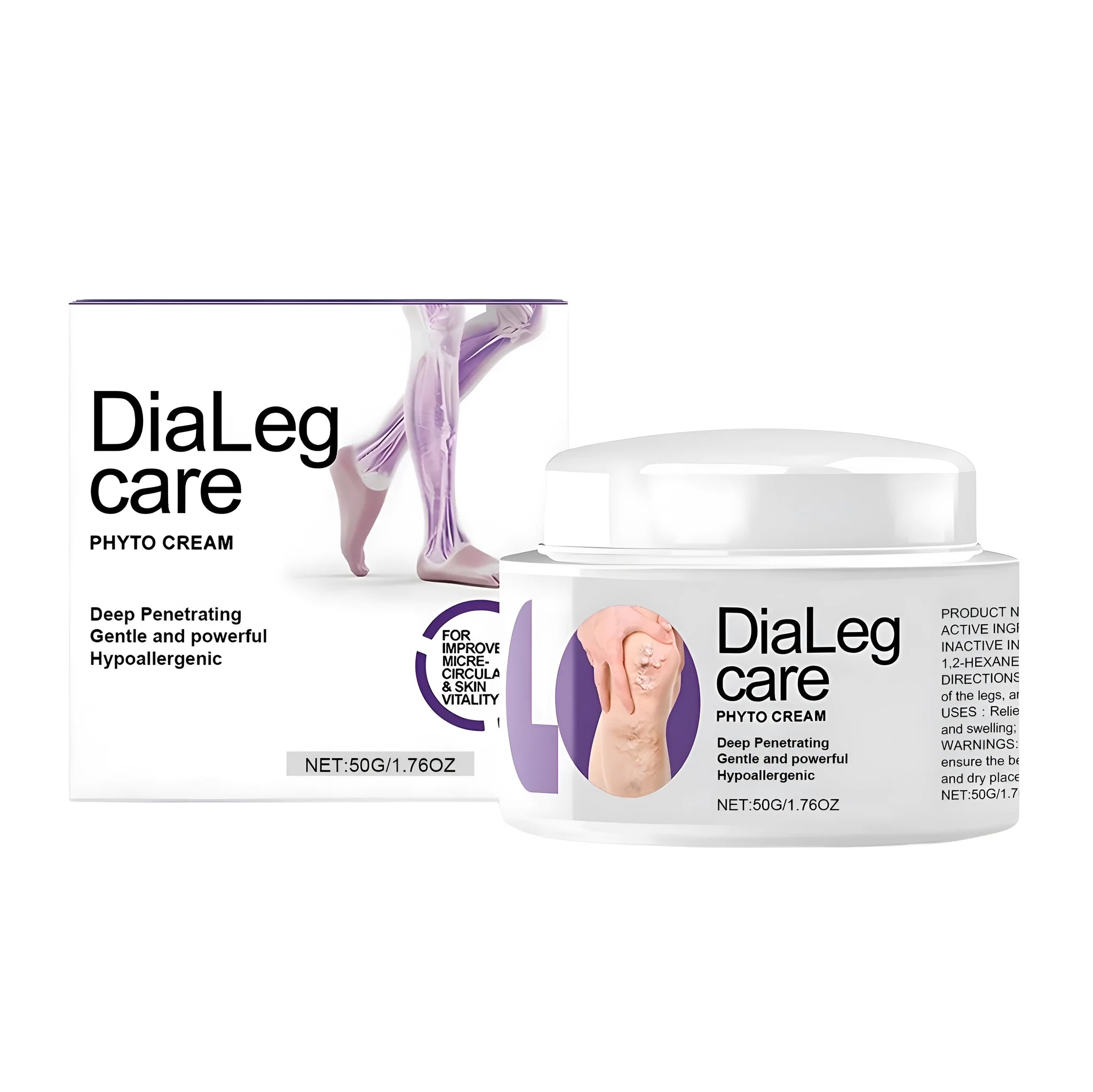 50g tube of varicose vein care cream with mint leaf and shea butter ingredients
