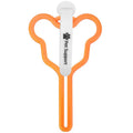 Dog poop bag holder with fixed clip and adjustable Velcro fastener on a leash.