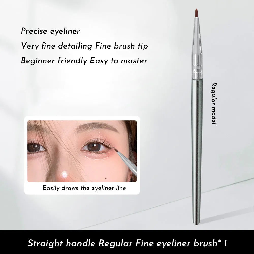 Angled bend head fine tip eyeliner and detail makeup brush for eyes and under-eye concealer.