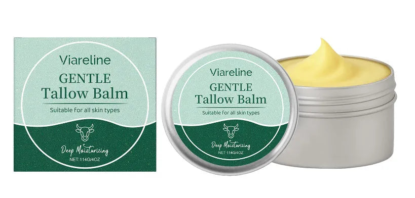Tallow and jojoba moisturising cream in a 114g white pot with black lid