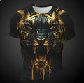 Men's grey T-shirt with a detailed 3D tiger head pattern printed on the front.