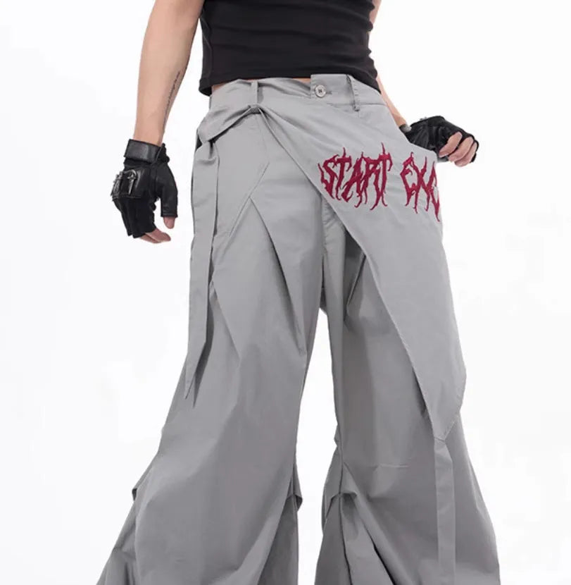 Boys black wide-leg trousers Korean style summer casual wear with solid pattern