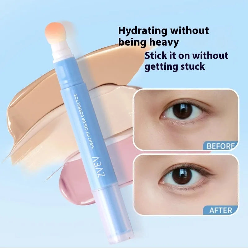 Concealer pen with sponge brush head in brightening, pink flesh, and flesh colour shades.