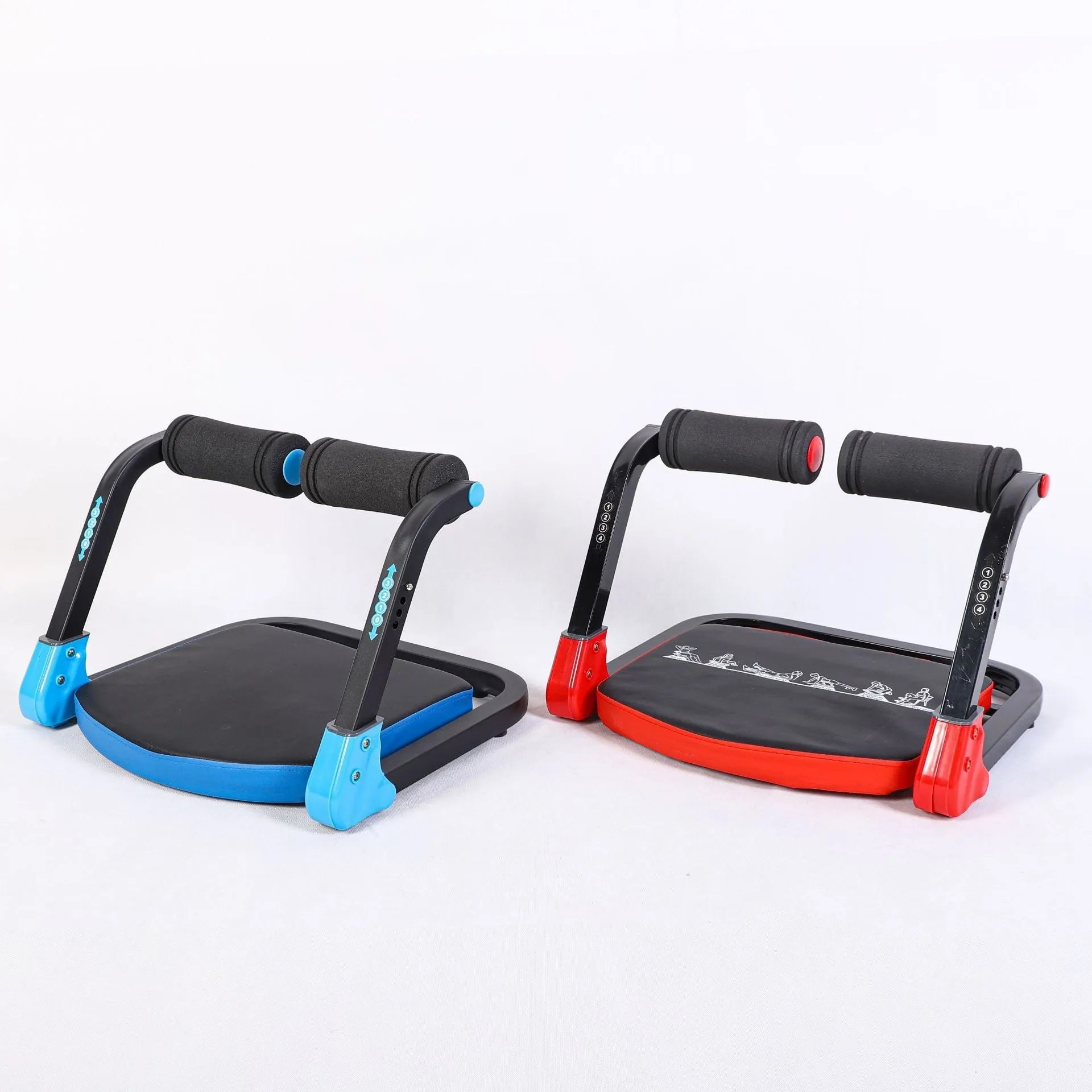 Mini abdominal fitness device in red or sky blue for home and office workouts