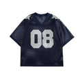 Black half sleeve pullover shirt with printed letters pattern, loose fit casual design