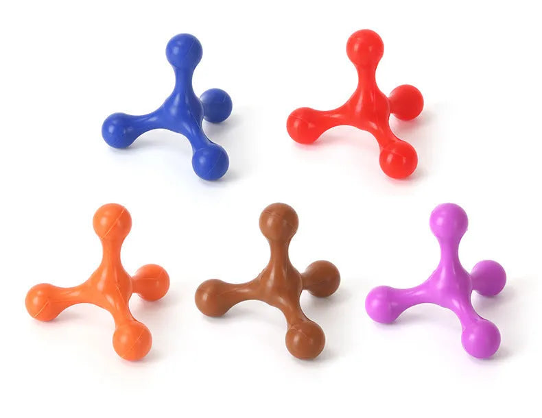 Three-legged silicone puppy chew toy in assorted colours for small and medium dogs