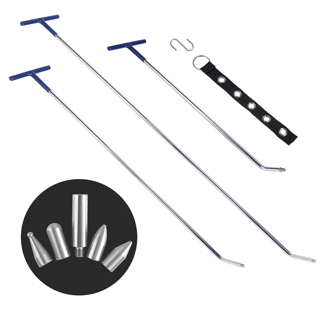 Three-piece car dent repair tool set with alloy steel construction for automotive body panel maintenance