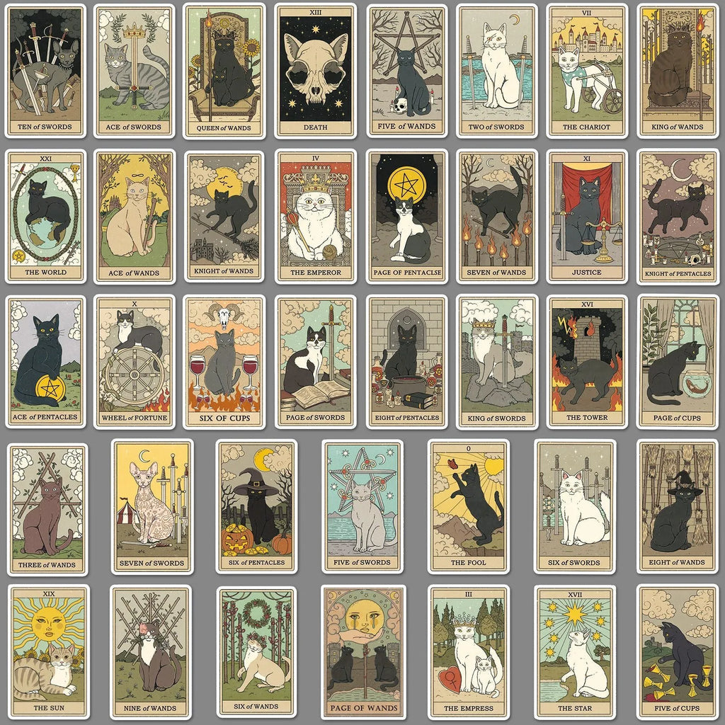 78-piece creative graffiti waterproof luggage sticker set with tarot card design in cute style