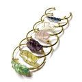 Geometric natural crystal bracelet with gold winding and ethnic bohemian design