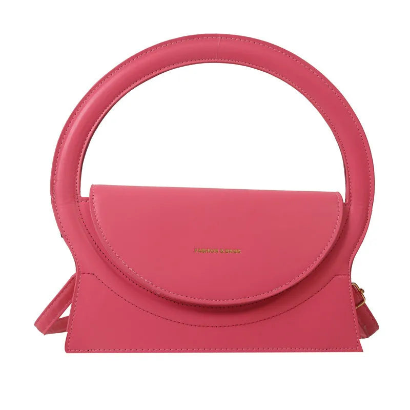 Women's horizontal square messenger bag in PU leather with adjustable shoulder strap