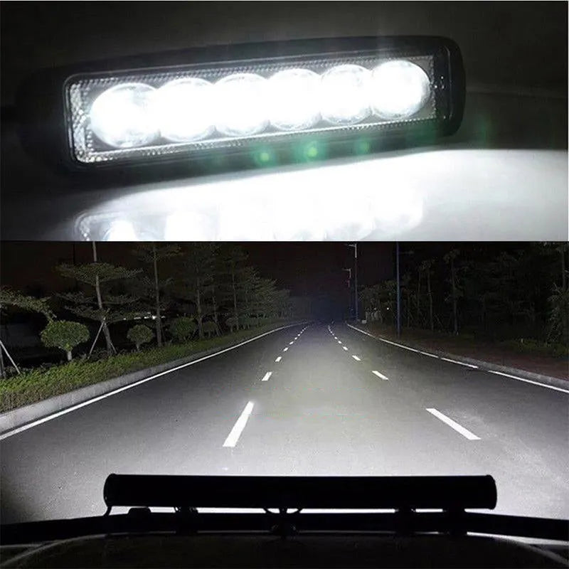 Black die-cast aluminium car auxiliary LED spotlight with bracket for 12V-24V vehicles.