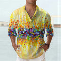 Short sleeve bamboo hemp shirt with 3D digital print stripe pattern