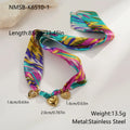 Stainless steel geometric pendant necklace and bracelet set with 18K plating on adjustable chain