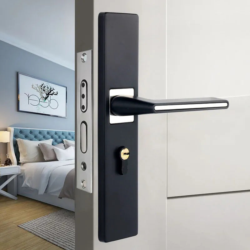 Aluminium alloy split magnetic door lock handle for indoor timber doors
