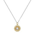 925 silver sunflower necklace with geometric daisy pendant on adjustable cross chain, length 21-50cm