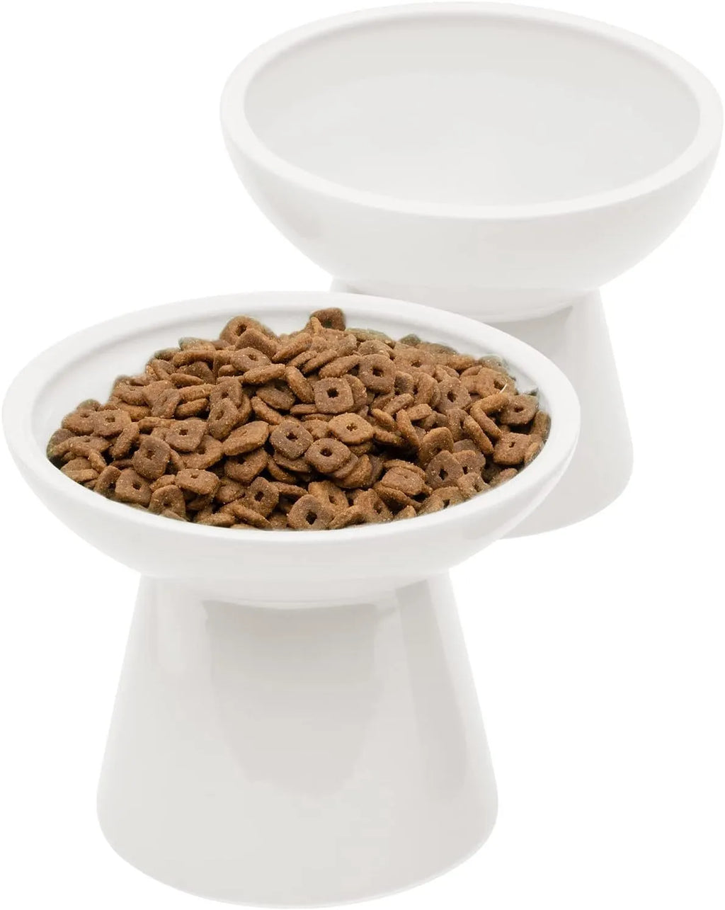 Elevated ceramic cat bowl with wide 16cm diameter and 12cm height in blue colour