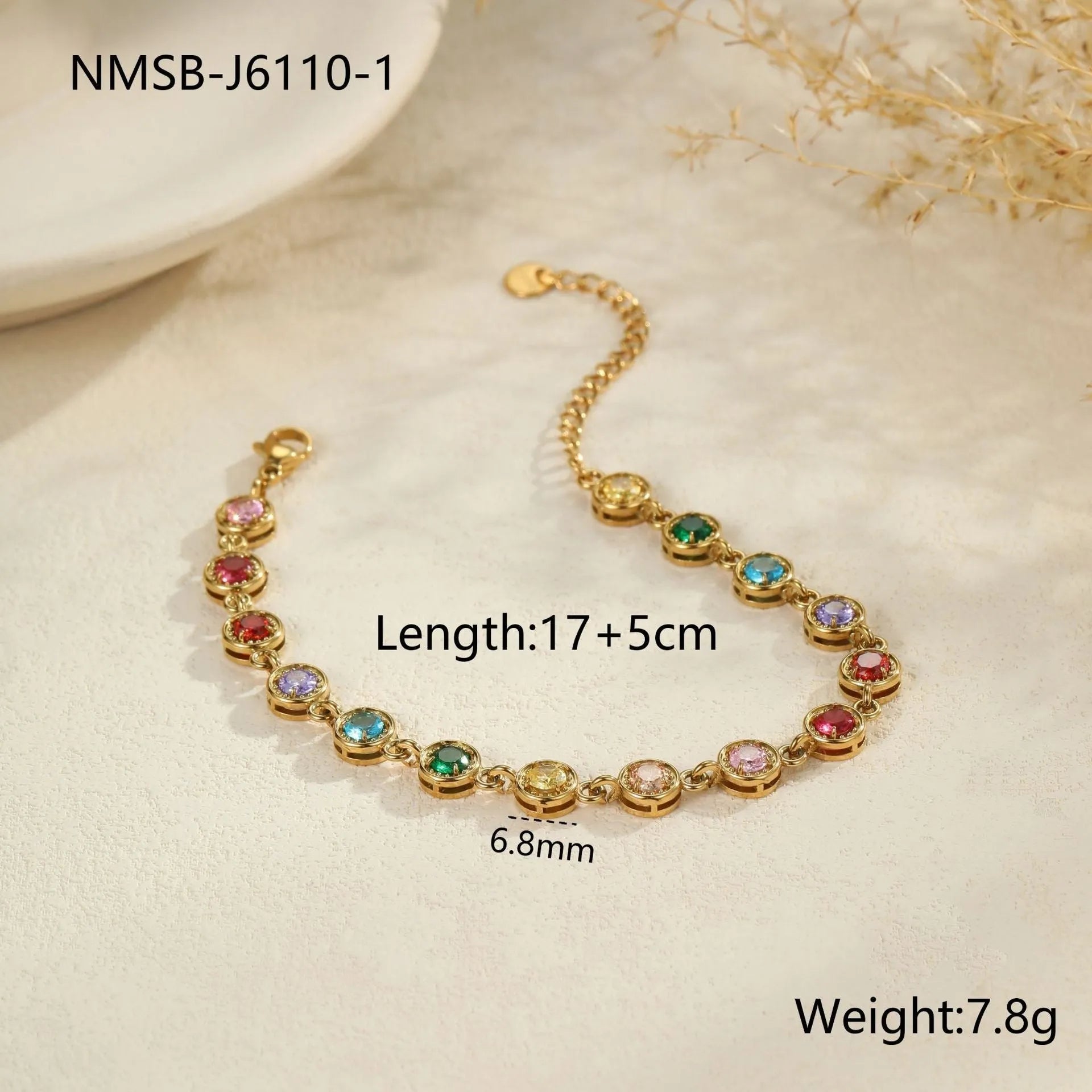 Women's stainless steel geometric bracelet with 18K electroplating in gold or silver colour