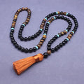 Black agate and tiger eye stone jewellery set with geometric bracelet and necklace