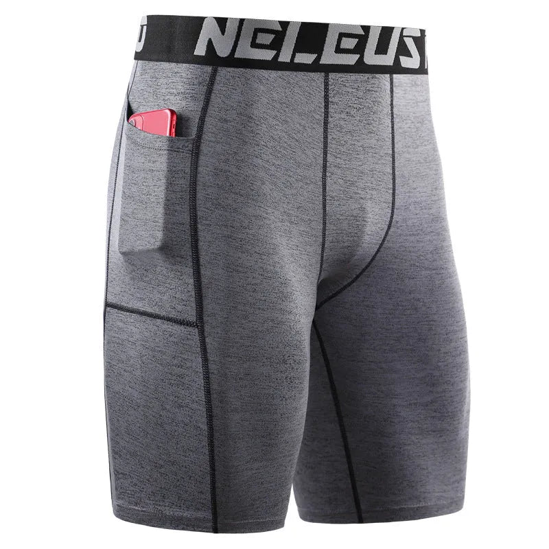 Men's black milk silk tight-fit quick-drying sports shorts for running and fitness.