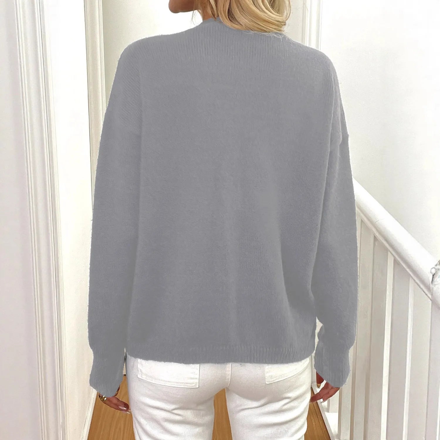 Women's deer plush sweater coat with princess sleeves in street hipster irregular style