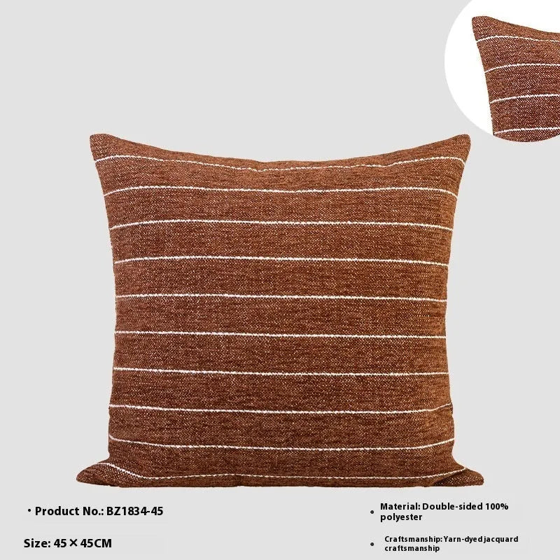 Chinese style geometric pattern feather velvet sofa pillow in Maillard colours, 45cm square.