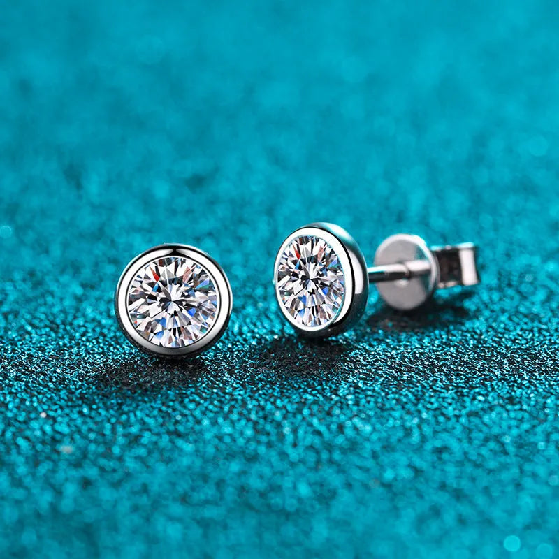 925 sterling silver Pt950 gold plated earrings with moissanite or zircon gemstone options