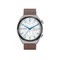 Large screen Bluetooth smart watch showing call functionality on 1.5-inch display with leather strap