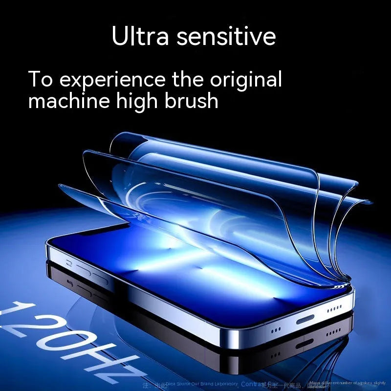 iPhone tempered glass screen protector with privacy and anti-purple light features on a mobile phone.