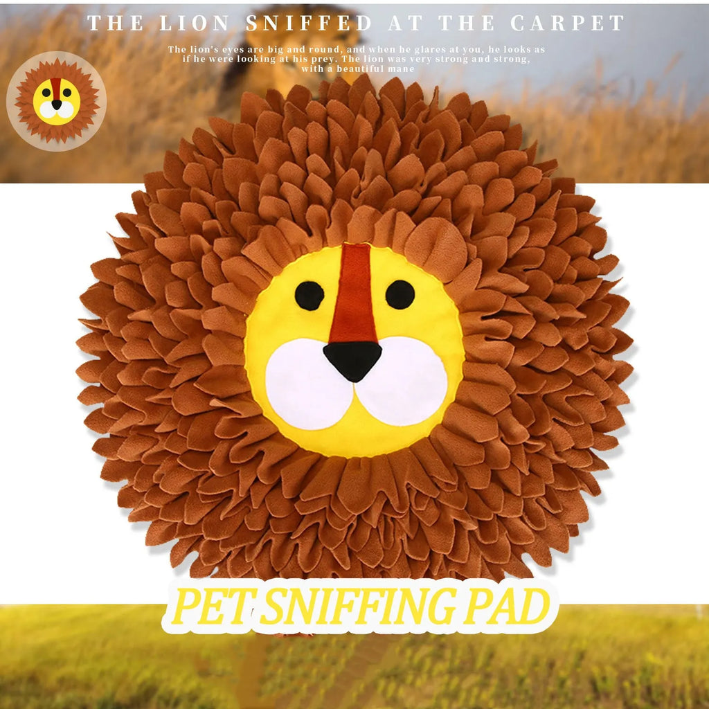 Brown lion pattern pet sniffing pad blanket for dogs and cats, measuring 33 by 25 centimetres.