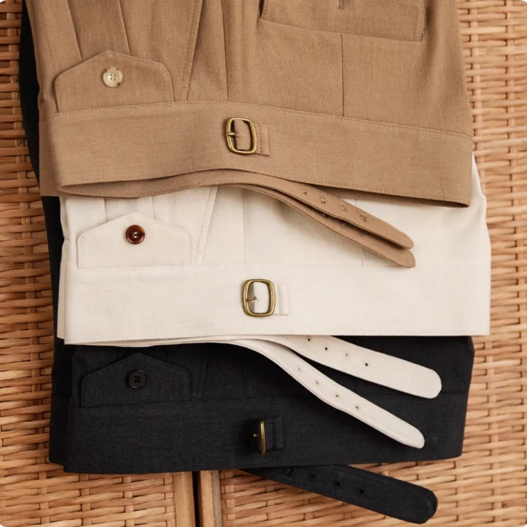 Slim fit straight leg business trousers in dark grey, light brown and light apricot colours