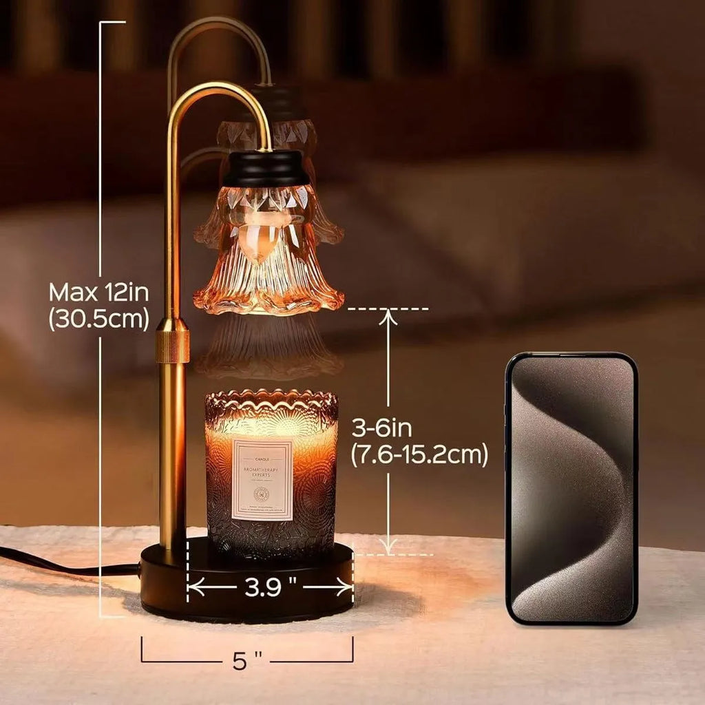 Lifting aromatherapy wax melting lamp with bamboo lamp holder