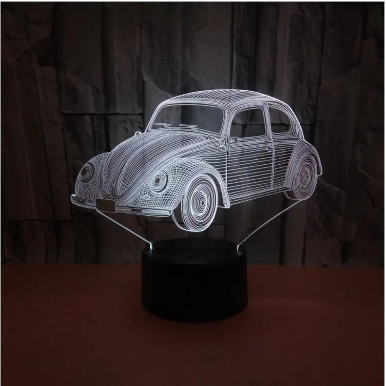 3D LED table lamp with colourful touch control and remote on acrylic shade with ABS base