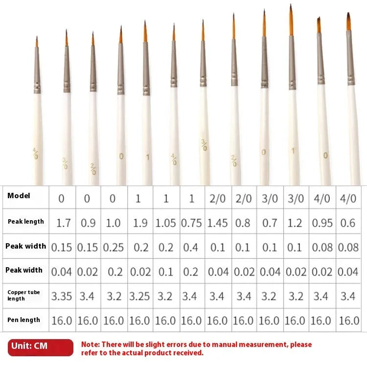 Pearl white 12-piece fluorescent marker brush set in a solid wood holder for watercolour and acrylic painting.