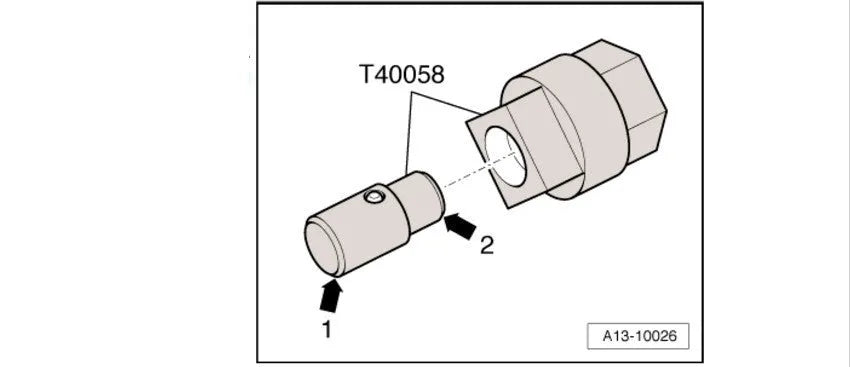 AODI T40058 grey metal crankshaft rotating sleeve timing tool for engine alignment.
