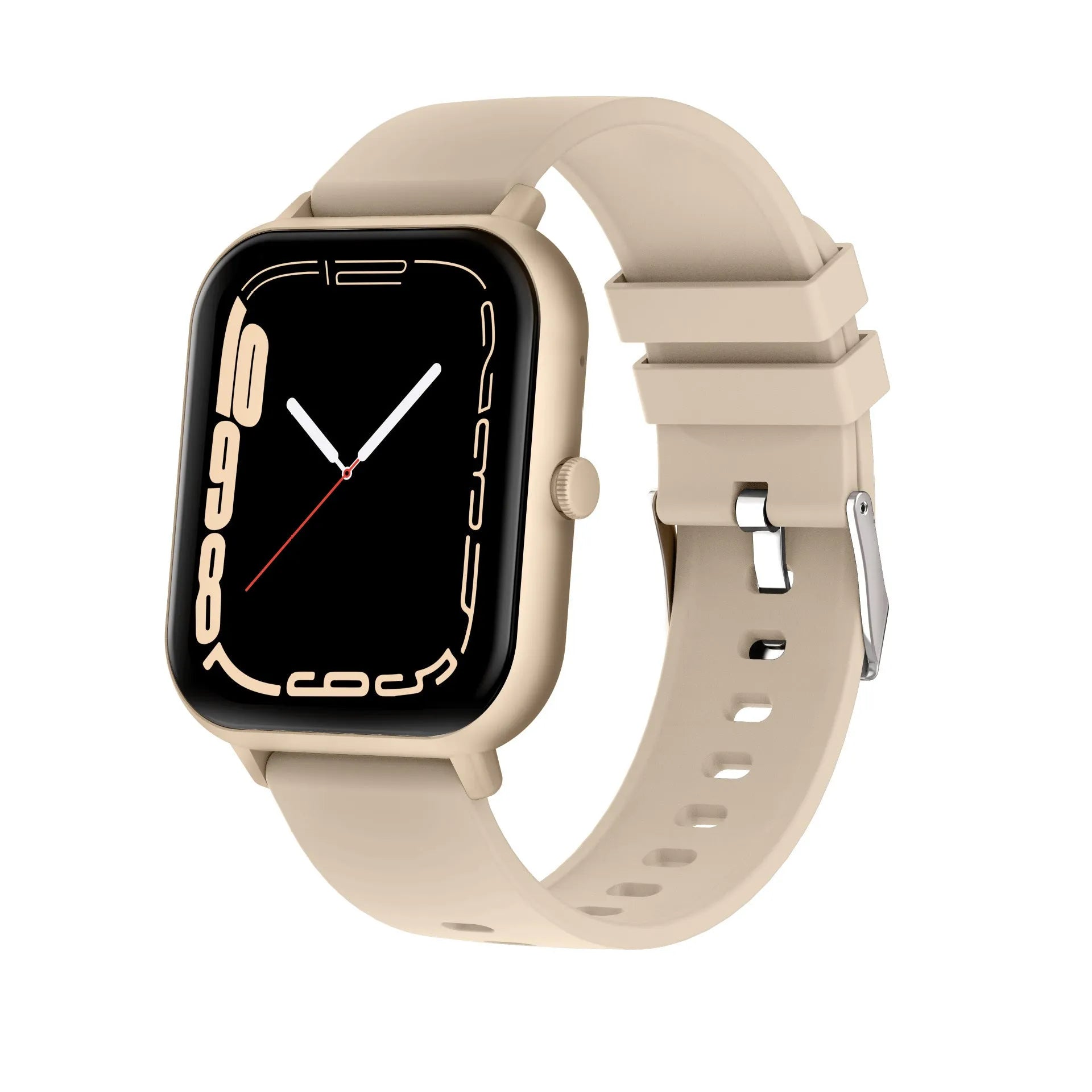 Bluetooth smart watch with touch screen showing heart rate and step count display