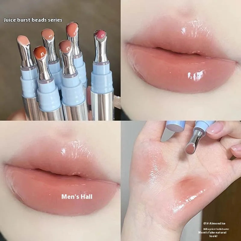 Mirror water light lip gloss lipstick in six translucent colours with 12.9cm sleek case