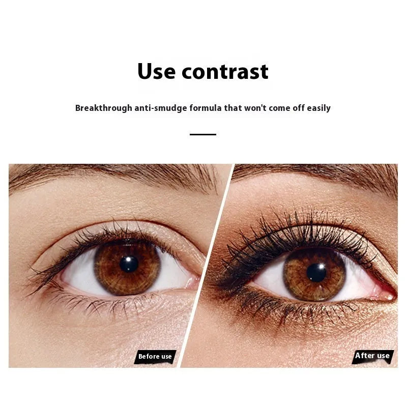 4D waterproof mascara tube showing deep black formula for long thick curling lashes