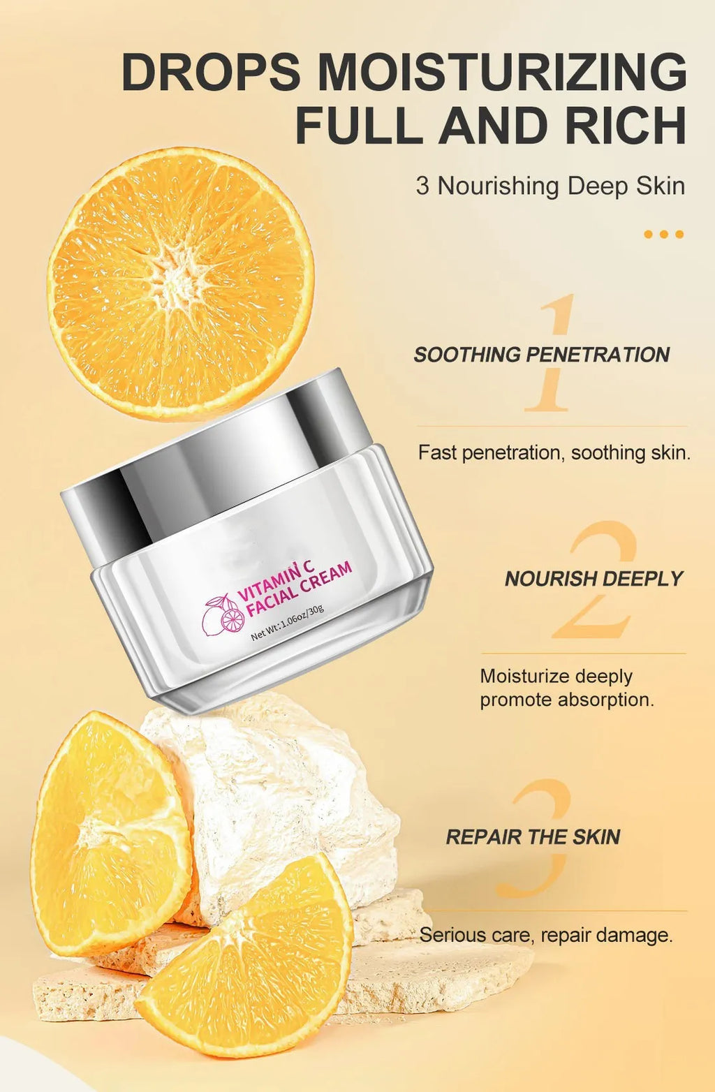 30g jar of Vitamin C face cream for universal skin types
