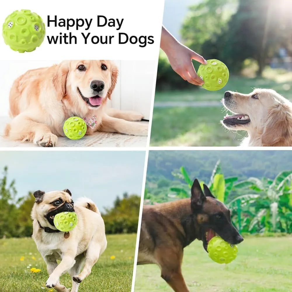 Interactive dog chew toy ball with textured surface in multiple colour options
