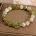Women's bracelet made from green Xiuyan jade in a light luxury sweet Mori style.