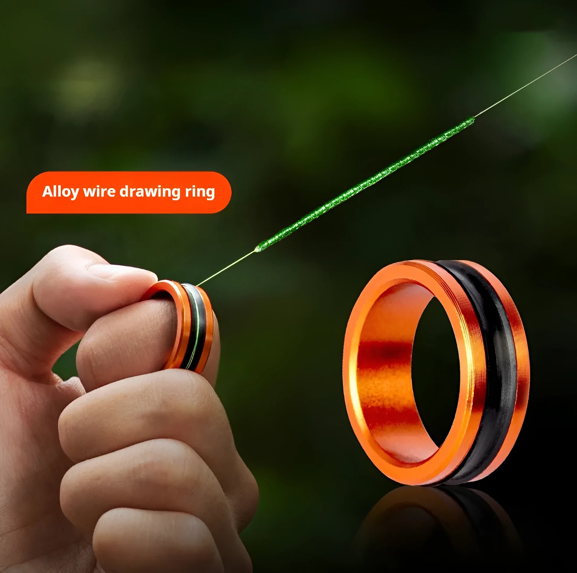Orange alloy fishing hand guard tool with pull loop for non-slip fish handling