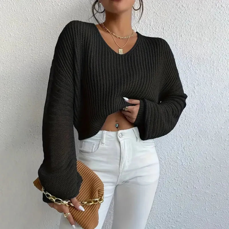 Women's solid colour polyester pullover jumper in five colour options with long sleeves