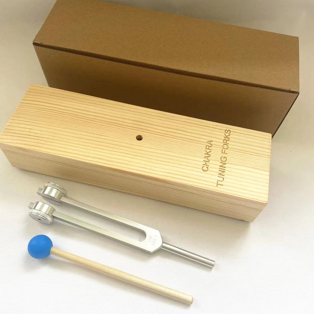 Aluminium alloy tuning fork and speaker set for 432Hz or 528Hz sound therapy.