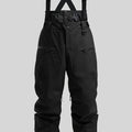 Men's black ski pants with thickened waterproof straps made from flame-retardant linen fabric