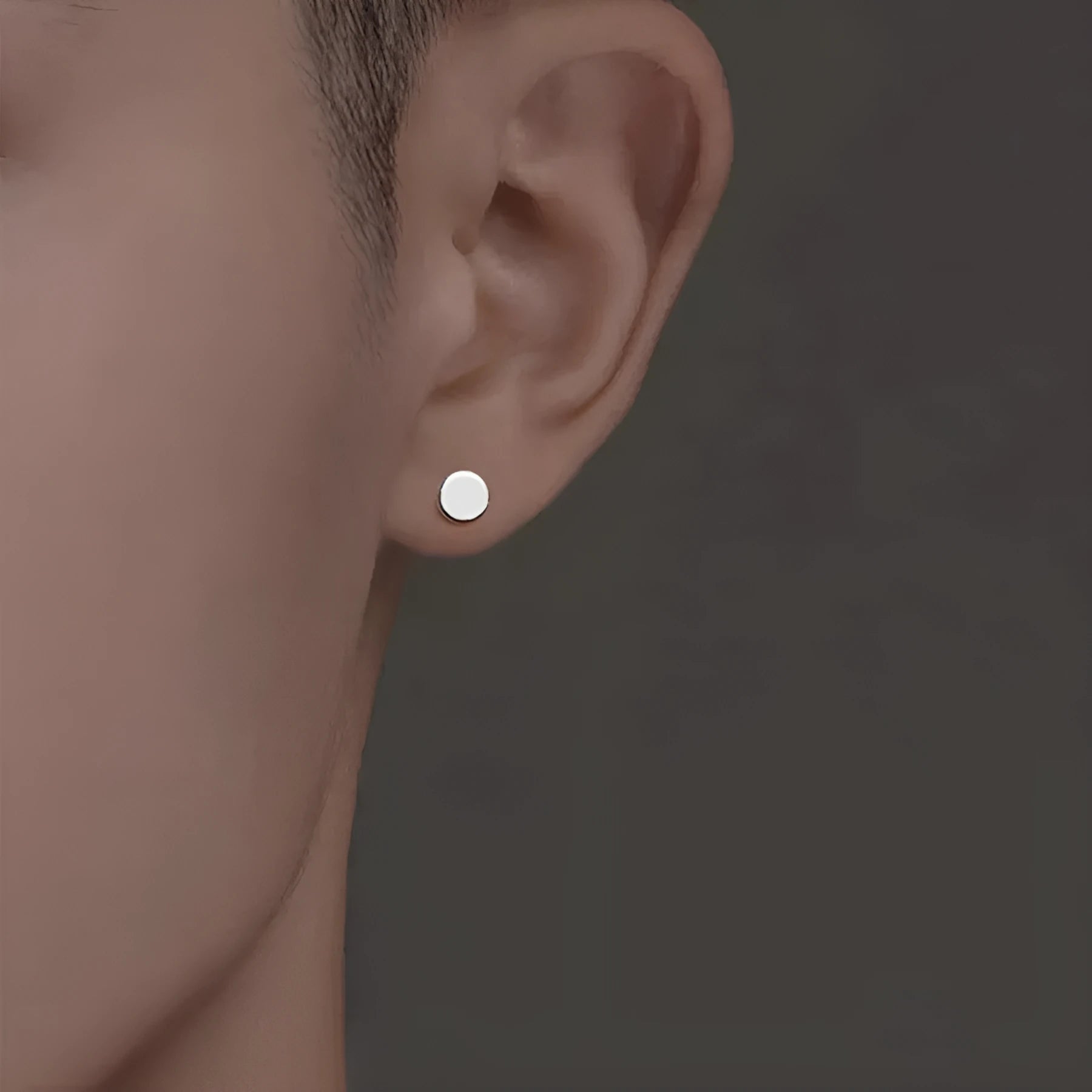 S999 sterling silver flat bone stud earrings in round geometric shape
