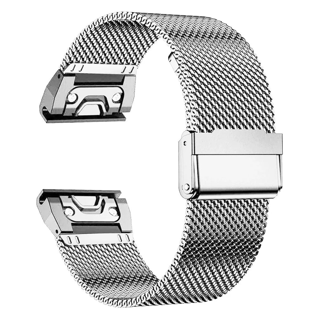 Stainless steel Garmin Fenix watch strap replacement in silver black gold rose gold colours