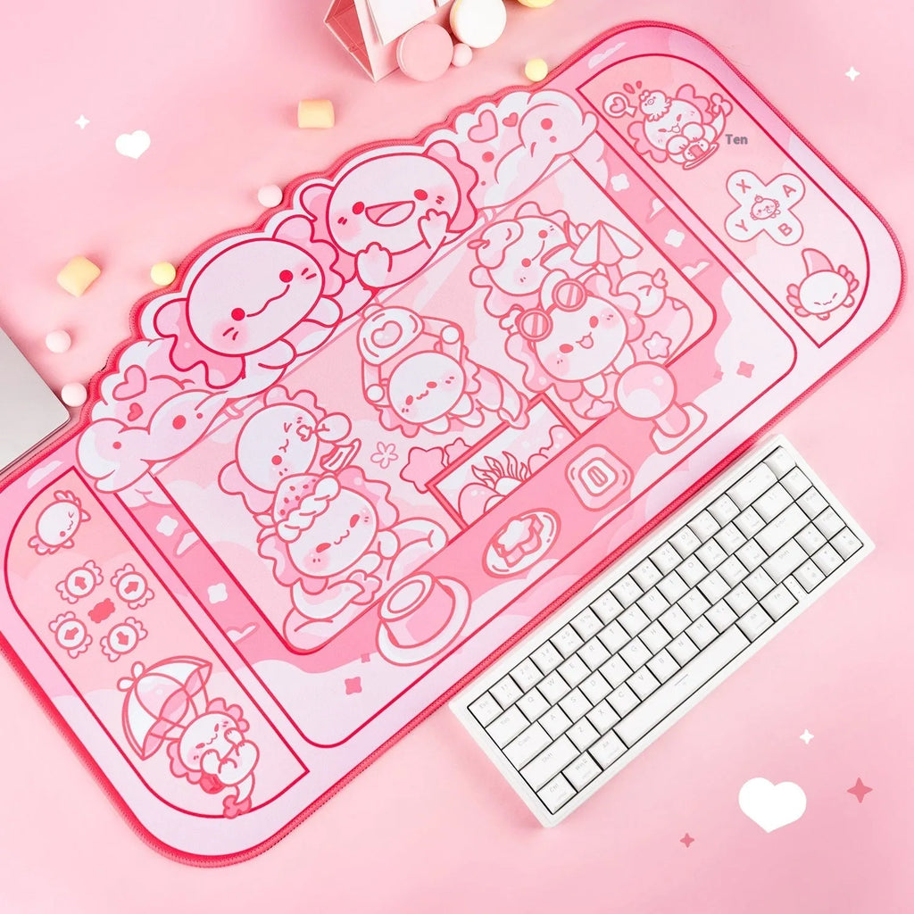 Hexagonal dragon crane machine cartoon anime design large cloth mouse pad 75x40cm with wrist support