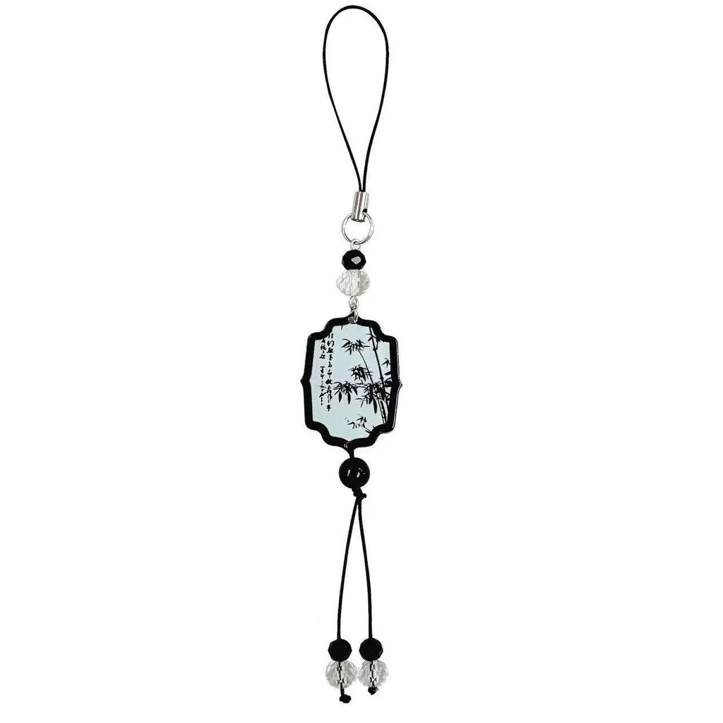 Guofeng pendant keychain with Chinese style floral bead decoration for schoolbags
