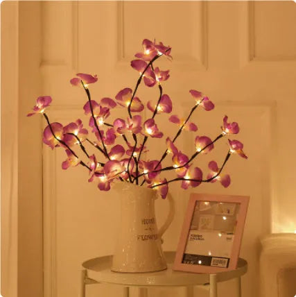 65cm pink LED phalaenopsis branch decorative light with fabric and plastic construction
